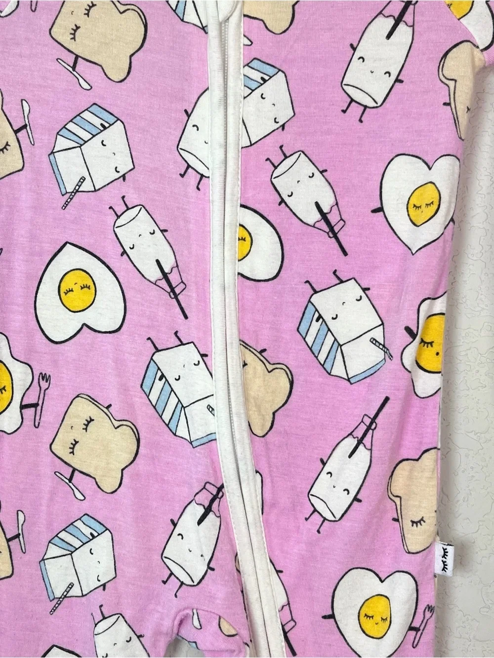 Little Sleepies Pink Breakfast Print One-Piece Bamboo Pajama